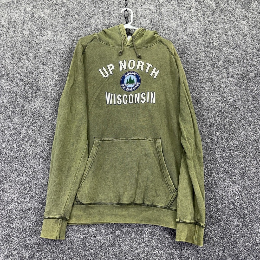 Lane Seven Hoodie Mens XL Green Up North Wisconsin Graphic Kangaroo Pocket